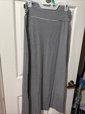 Faded Glory Navy and White Striped Maxi Skirt